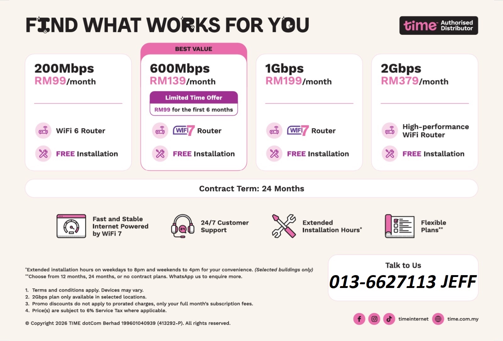 TIME FIBRE Internet Facebook ad