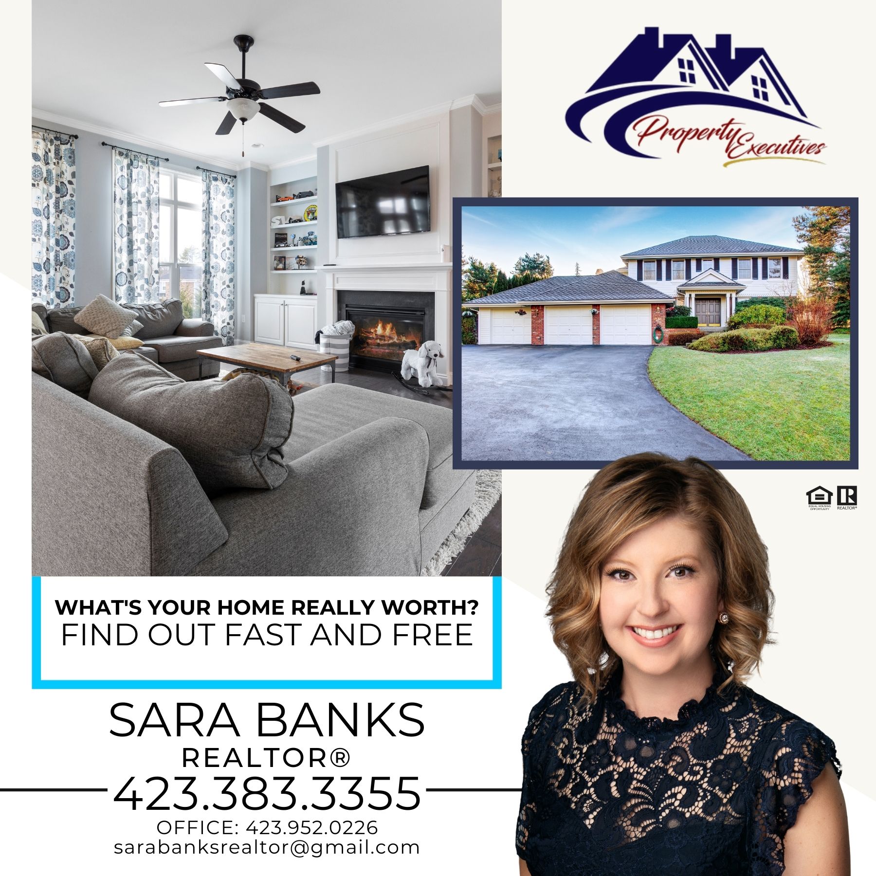 Sara Banks, Realtor Facebook ad: How Much is My Home Worth? Get Free Report - Sara Banks…