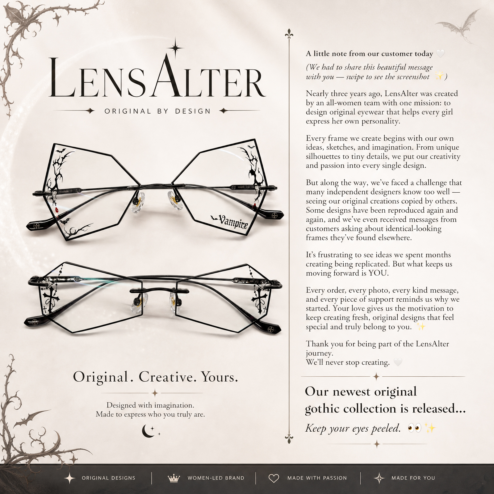 LensAlter Facebook ad: A little note from our customer today