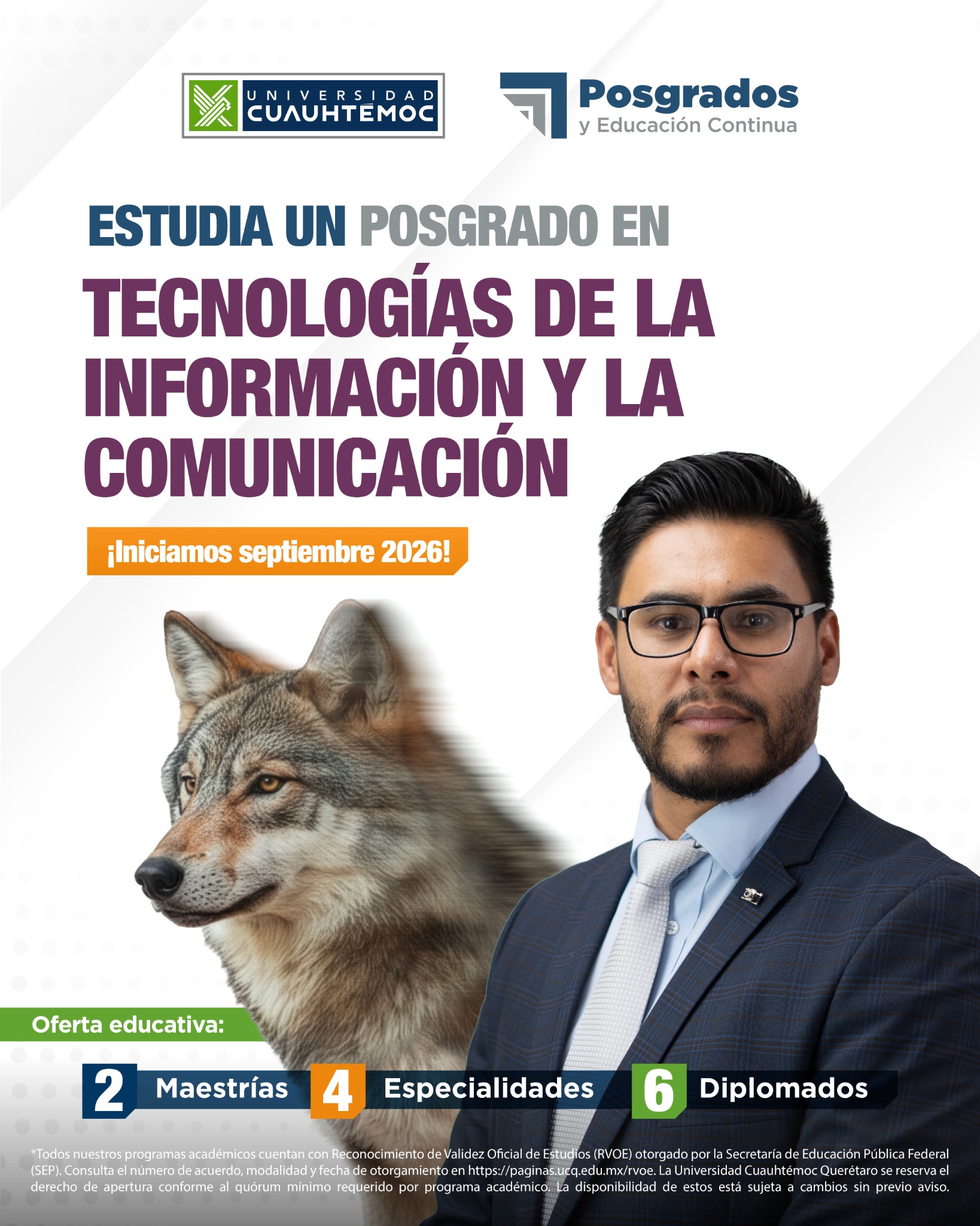 Posgrados y Educación Continua Universidad Cuauhtémoc Qro Facebook ad: Solicita más información