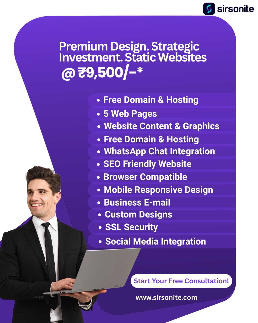 Sirsonite Solutions Pvt. Ltd. Facebook ad: Need a Professional Business Website?