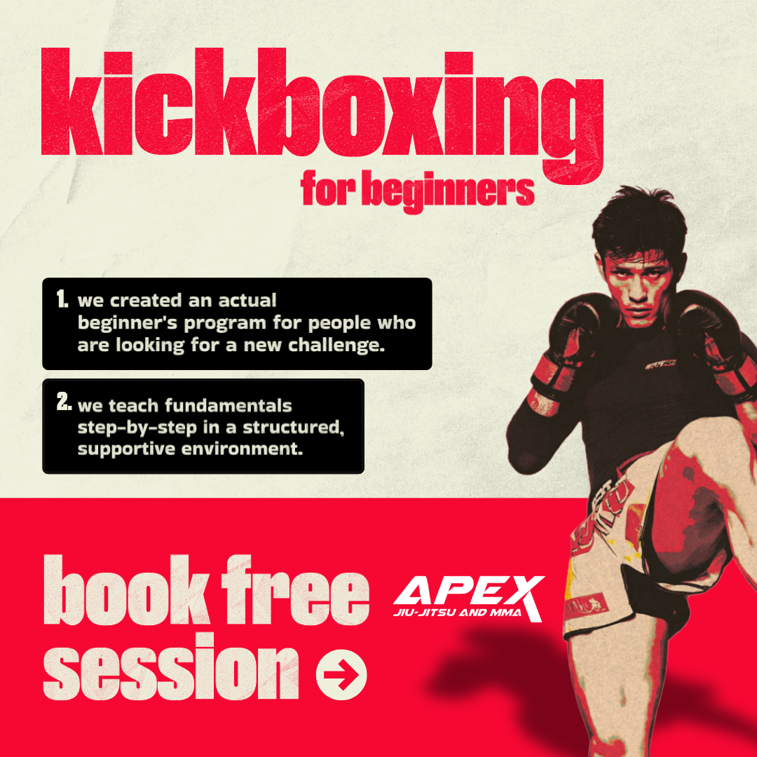 Apex Jiu jitsu and MMA Sterling Facebook ad: BOOK YOUR FREE KICKBOXING SESSION