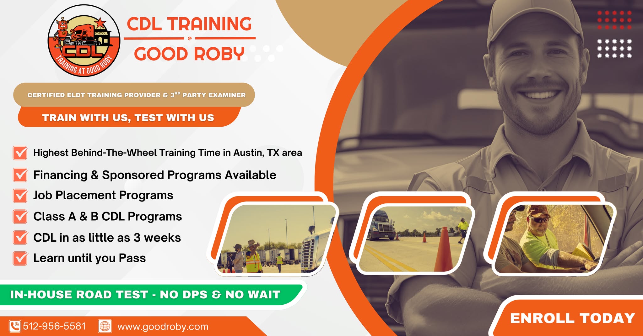 CDL Training at Good Roby Facebook ad: Certified ELDT Provider and 3rd Party Examiner! You will…