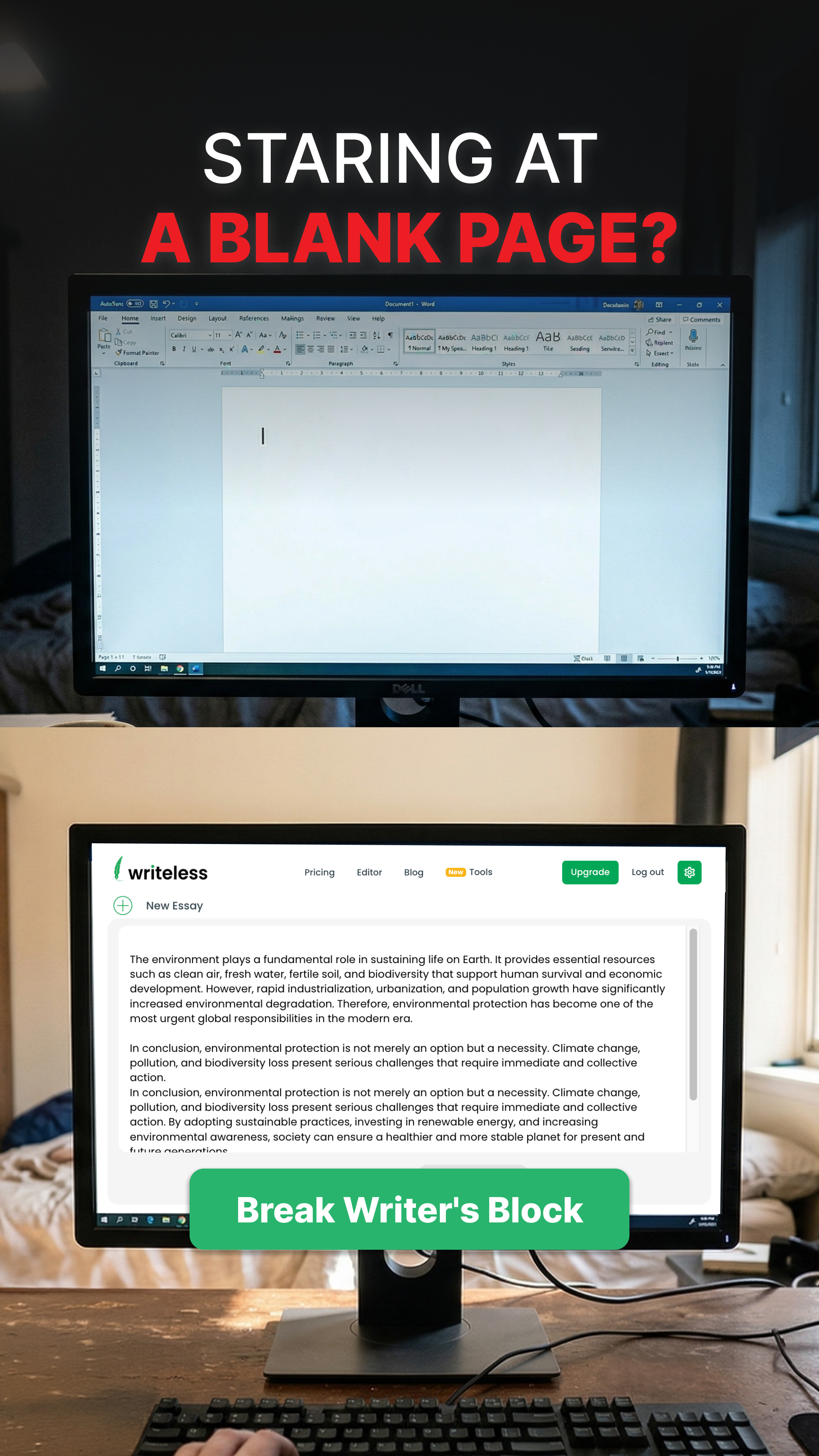 Writeless AI Facebook ad