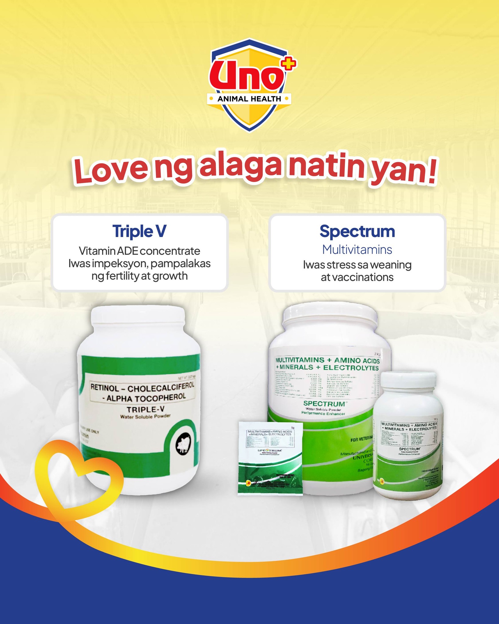 Uno+ Hog Feeds and Veterinary Products Facebook ad: Anong love ng alaga natin?