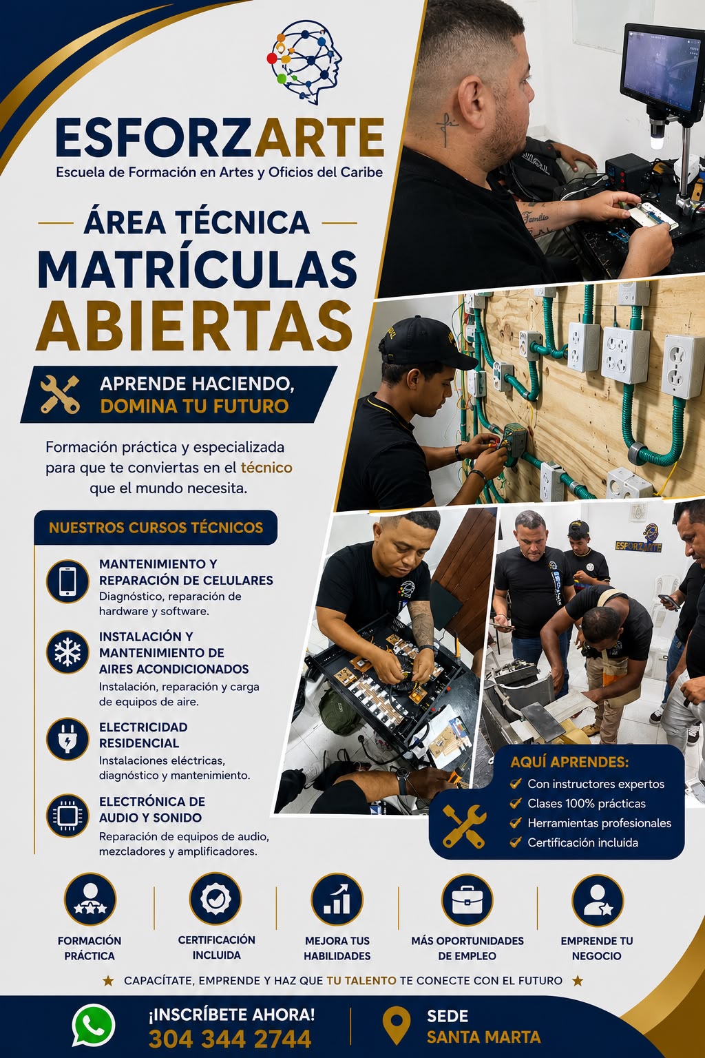 Esforzarte Colombia Facebook ad: Cursos cortos de Servicios Técnicos | Esforzarte