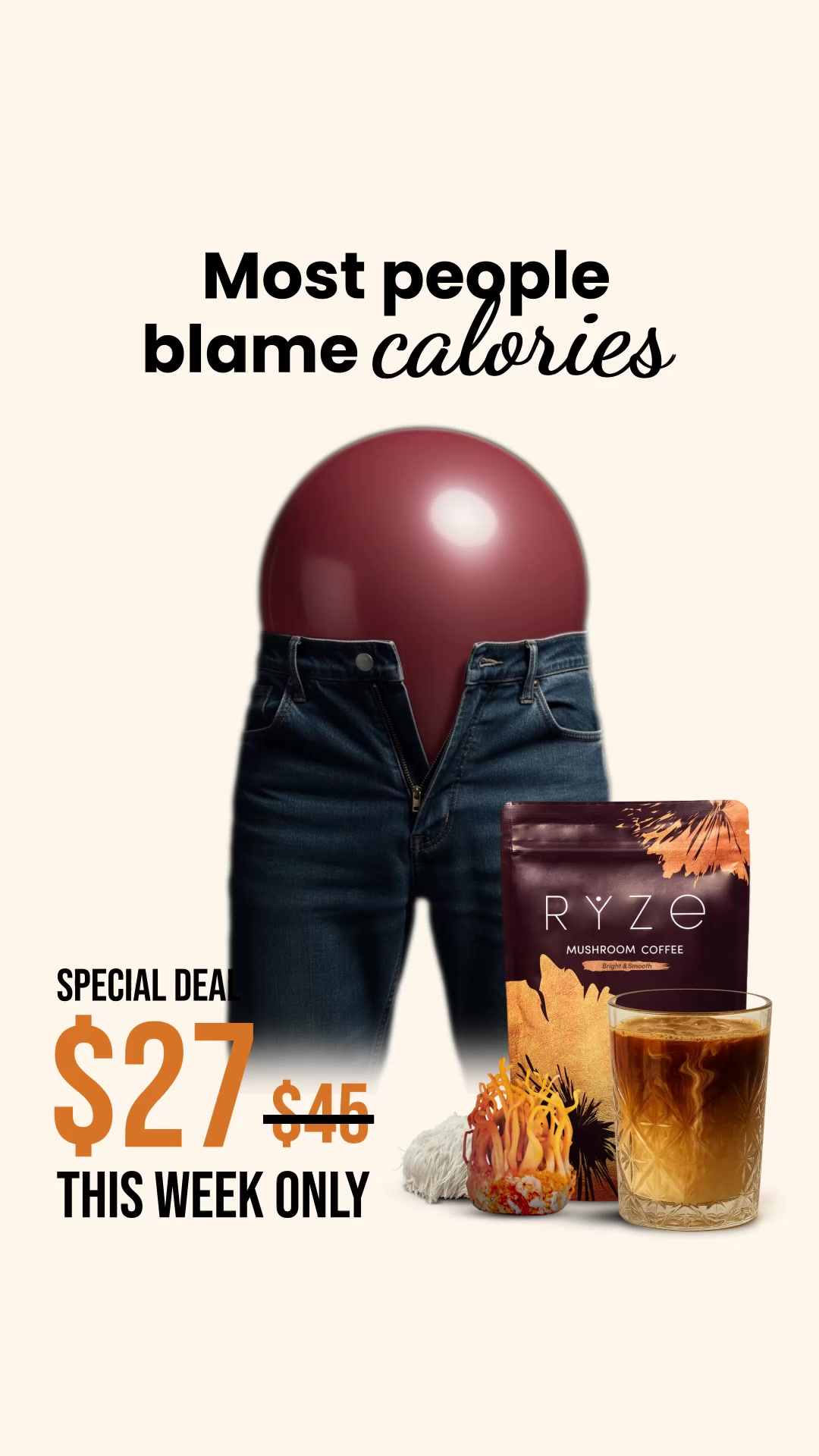 RYZE Superfoods Facebook ad: Pour Yourself a Better Cup of Coffee