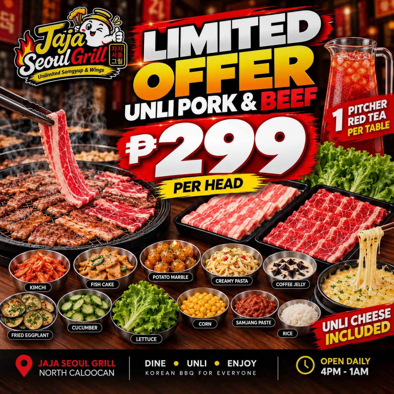 Jaja Seoul Grill Unlimited Samgyup & Wings Facebook ad: Limited time promo!