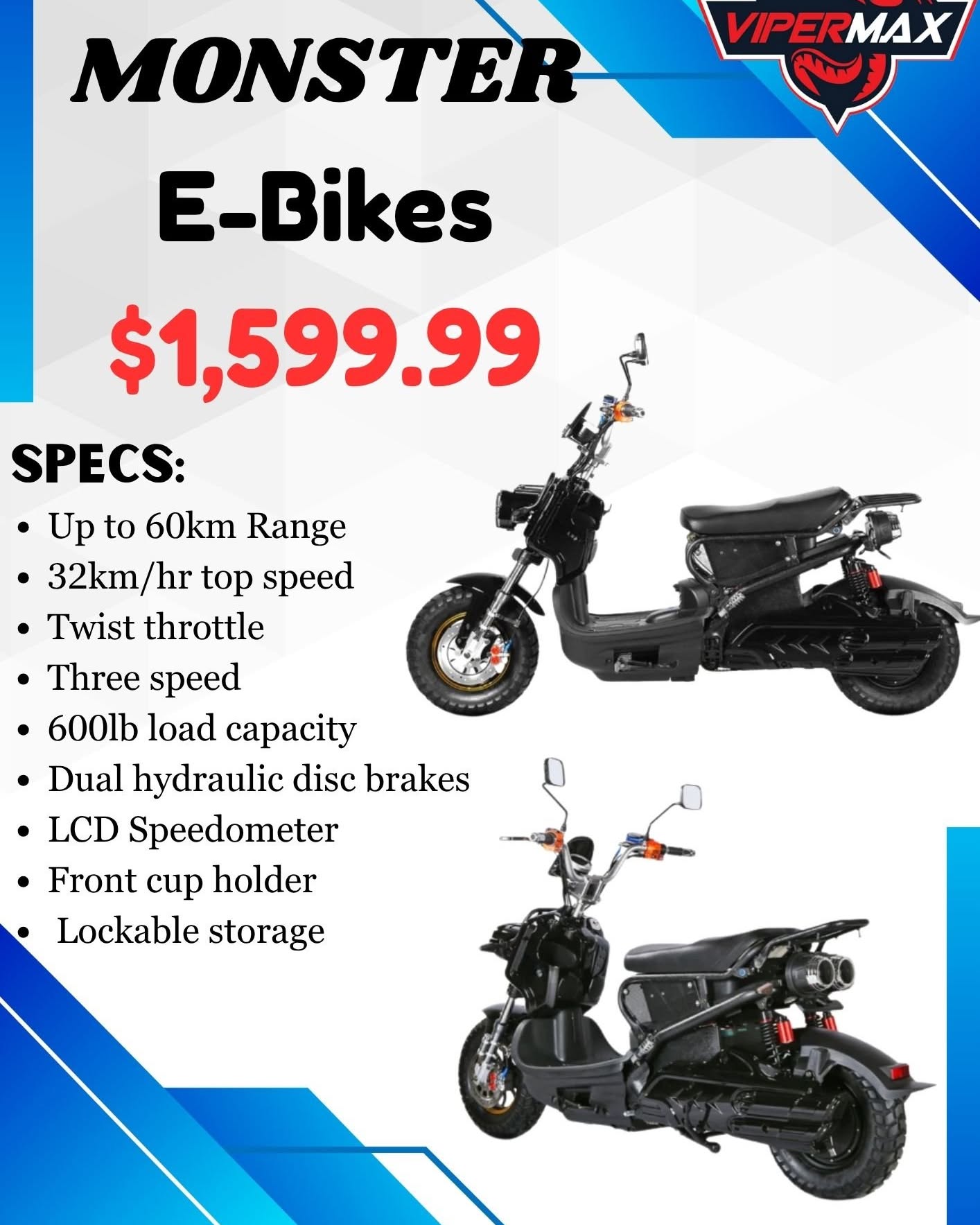 Martin Mills Facebook ad: Monster E-BIKE - $1,599 - LIMITED QTY LEFT