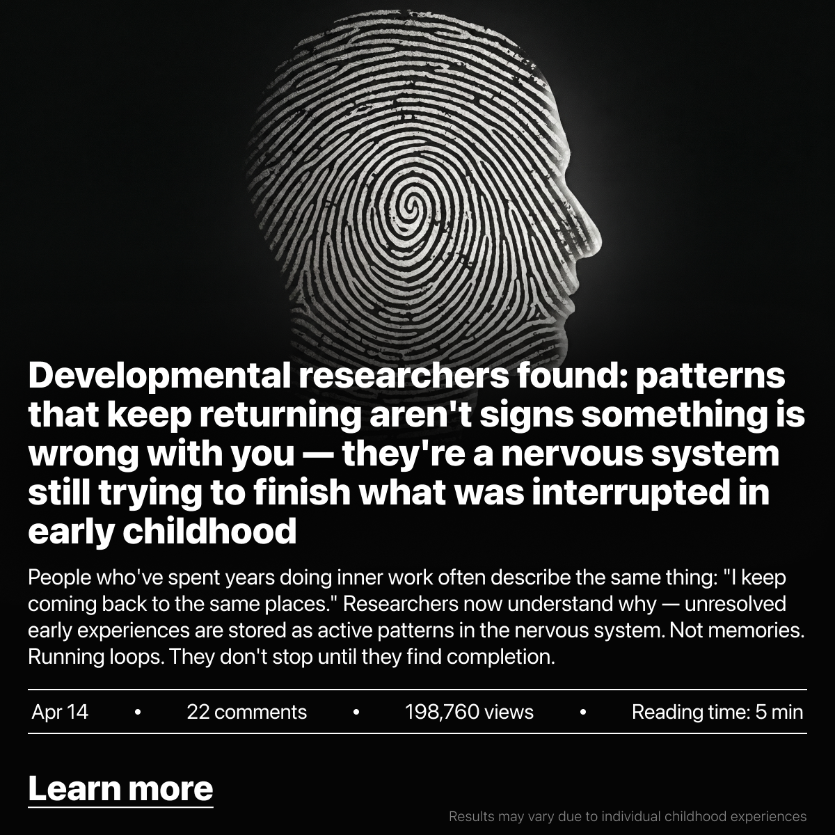 Health Post News Facebook ad: The script your childhood wrote is still running your life