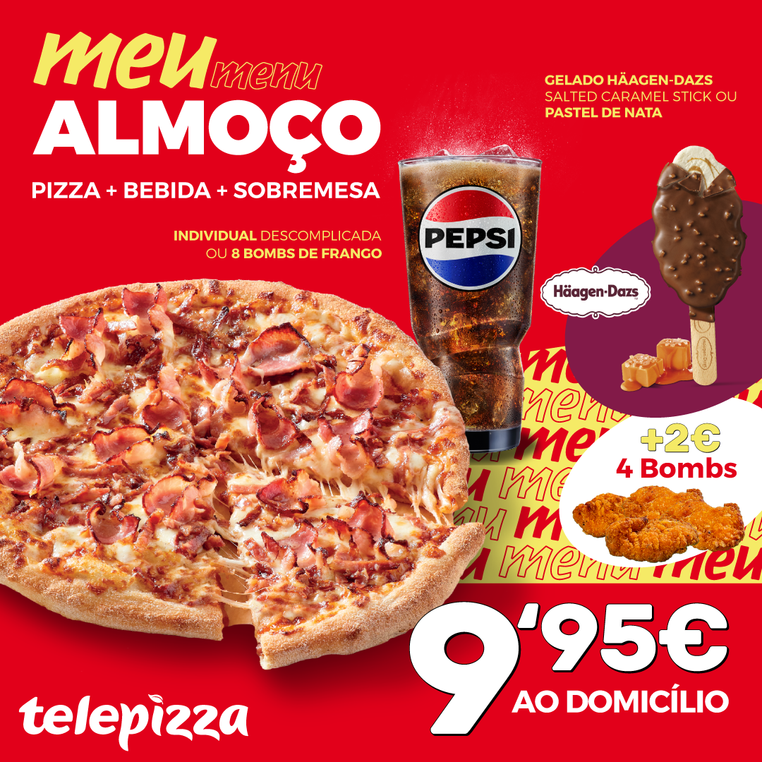 Telepizza Portugal Facebook ad: 3 Pizzas por 8,95€