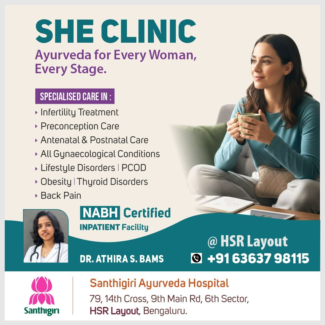 SANTHIGIRI AYURVEDA HOSPITAL BANGALORE Facebook ad: Ayurveda for Every Woman, Every Stage