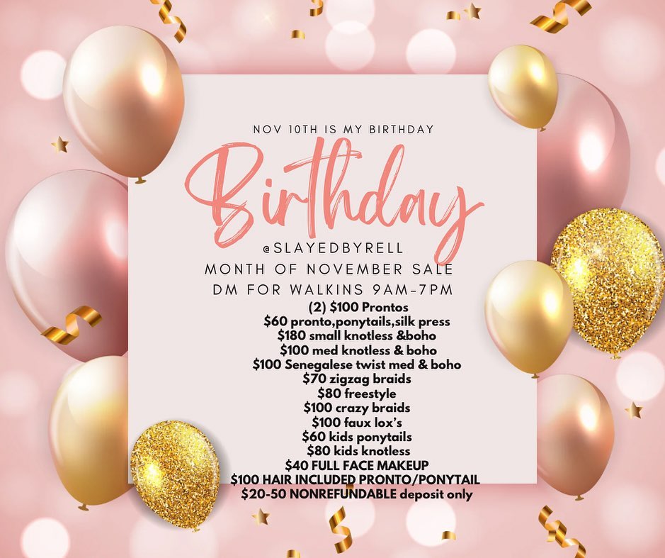 slayedbyrell Facebook ad: IN HONOR OF MY BIRTHDAY (nov 10th) BIGGEST…