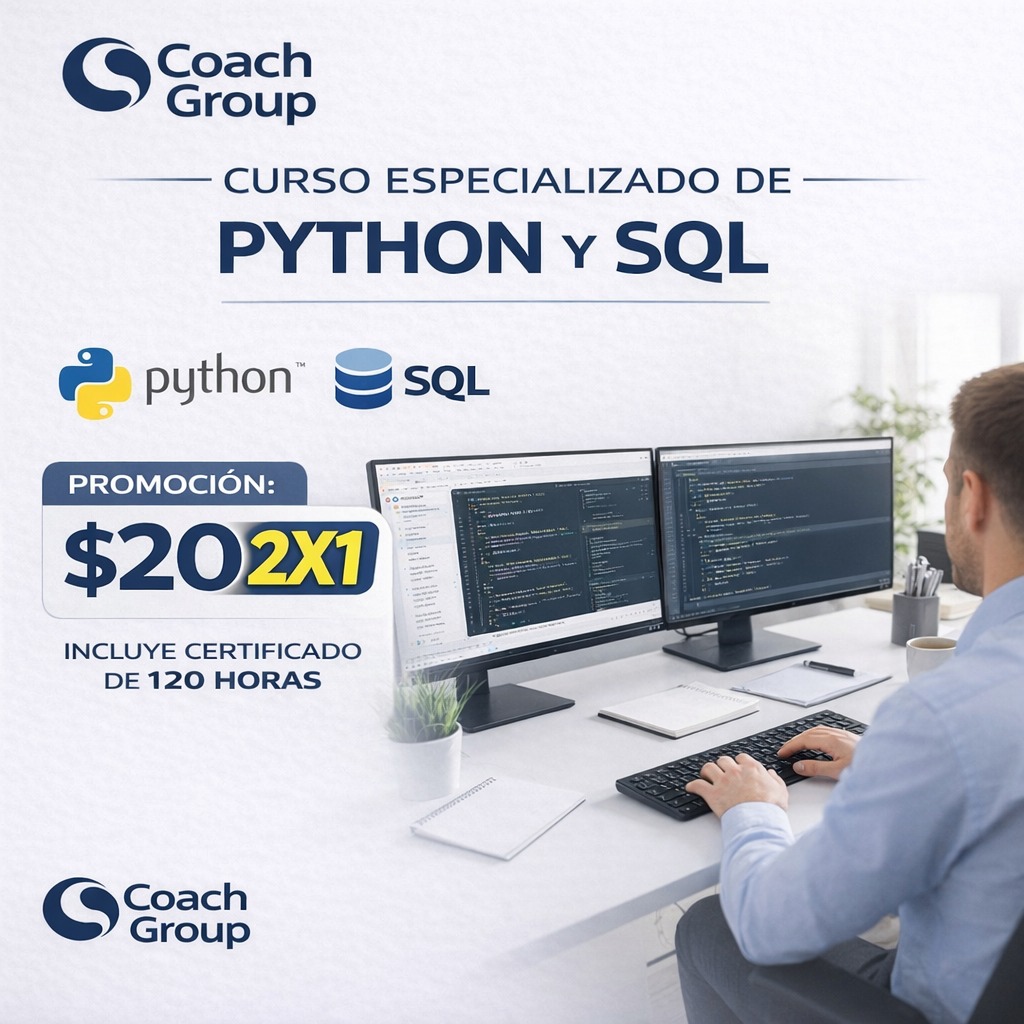 Cursos online COACH Ecuador Facebook ad: CURSO DE PYTHON Y SQL