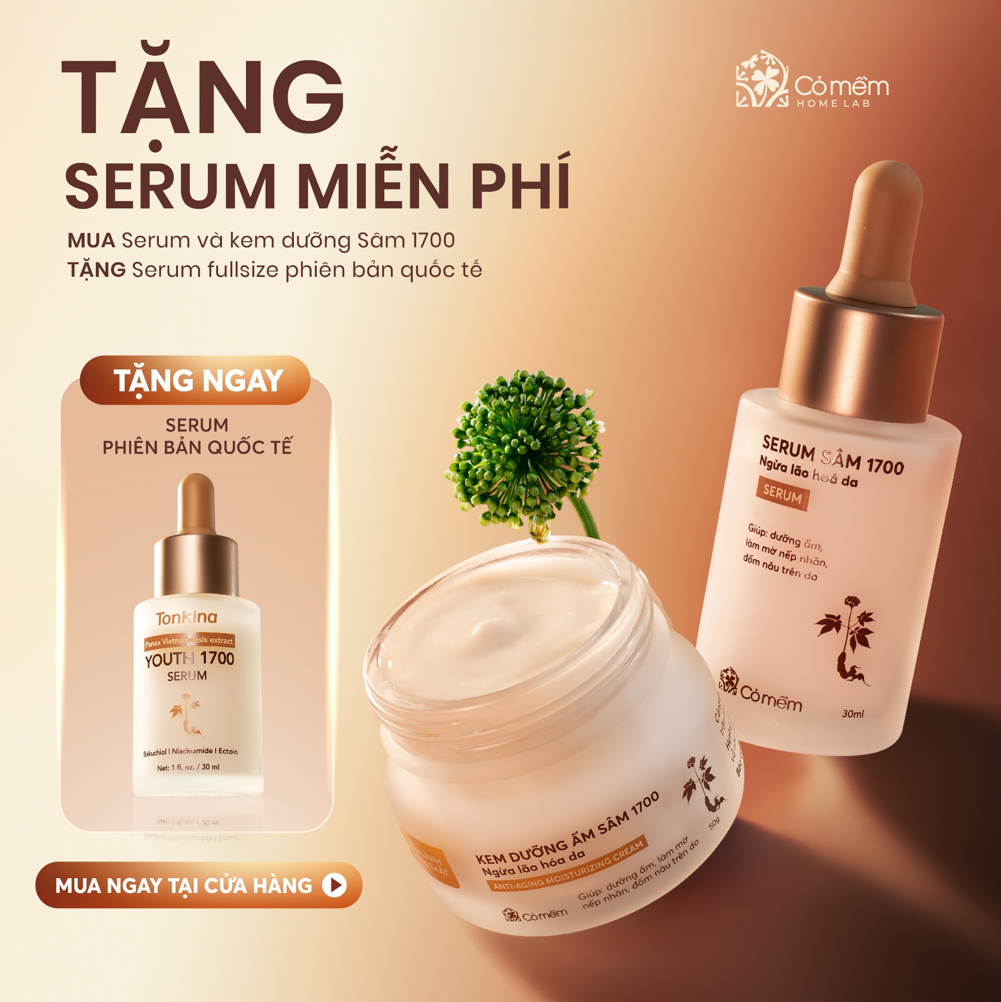 Cỏ mềm HomeLab Facebook ad: TẶNG SERUM SÂM 1700 MIỄN PHÍ