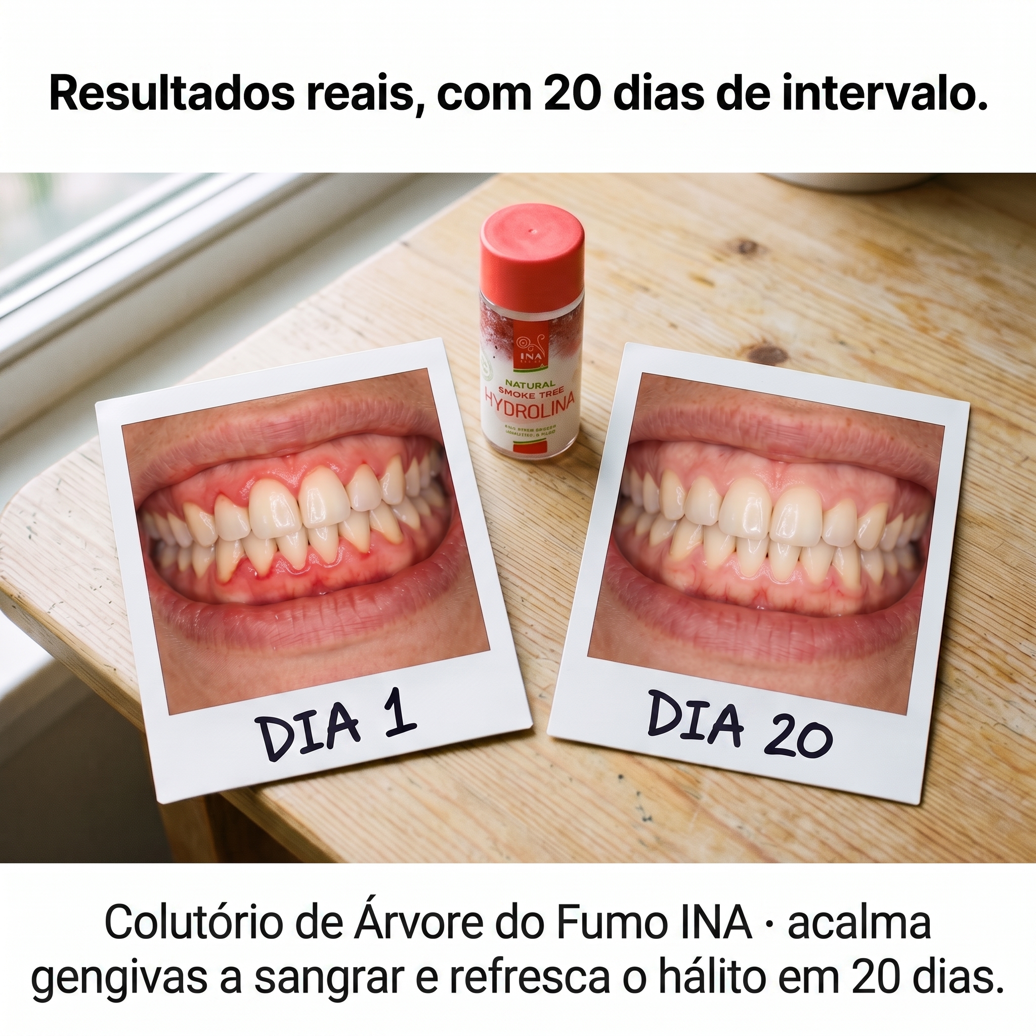 Cosméticos Orgânicos Familiares - InaEssentials.PT Facebook ad: Vinte dias de diferença. Vê com os teus olhos.