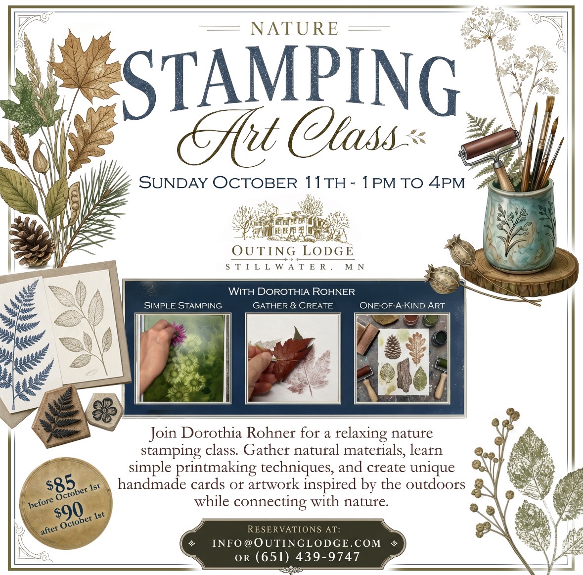 The Outing Lodge Facebook ad: Nature Stamping Art Class