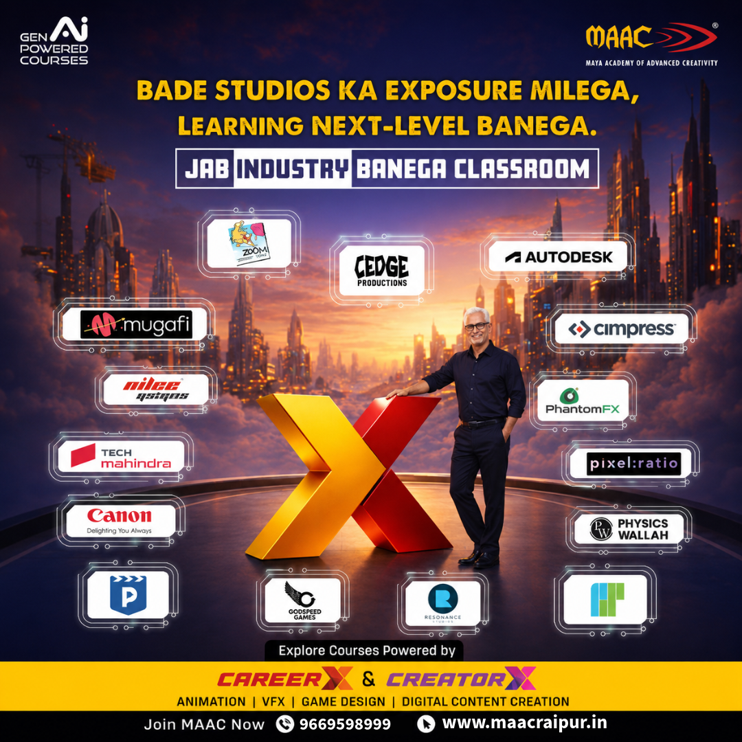 MAAC Raipur Facebook ad: Learn with Industry-Powered Creative Courses