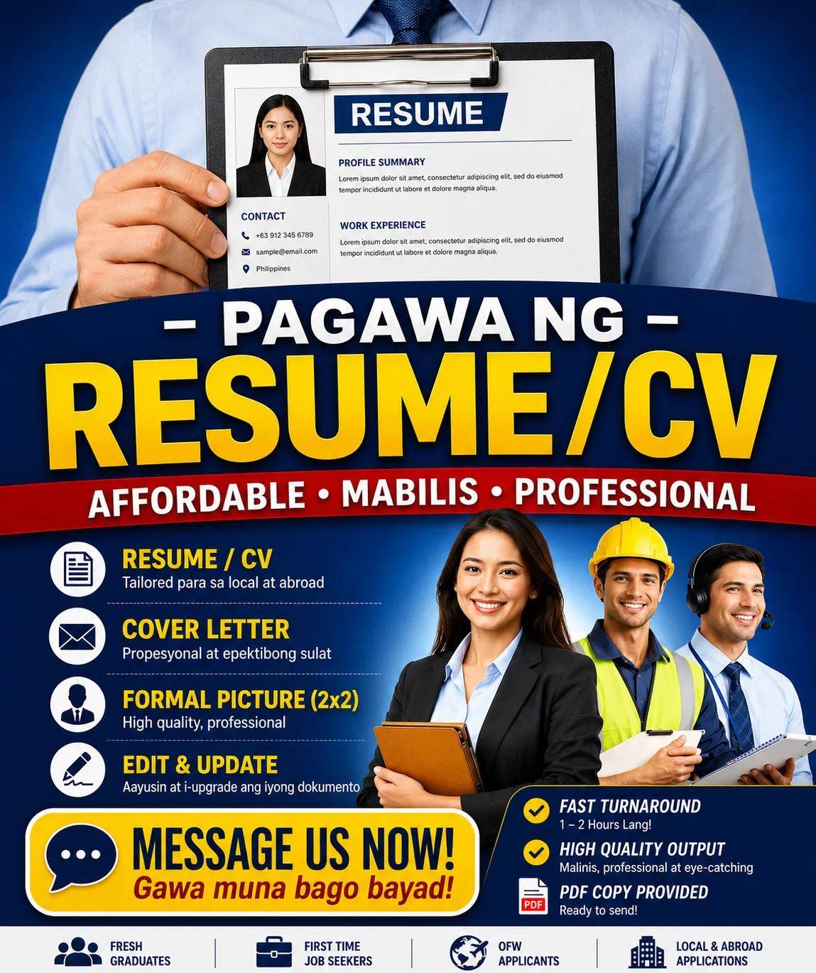 Pinoy Online CV & Resume Facebook ad: ππππππ ππππ, BAGO BAYAD