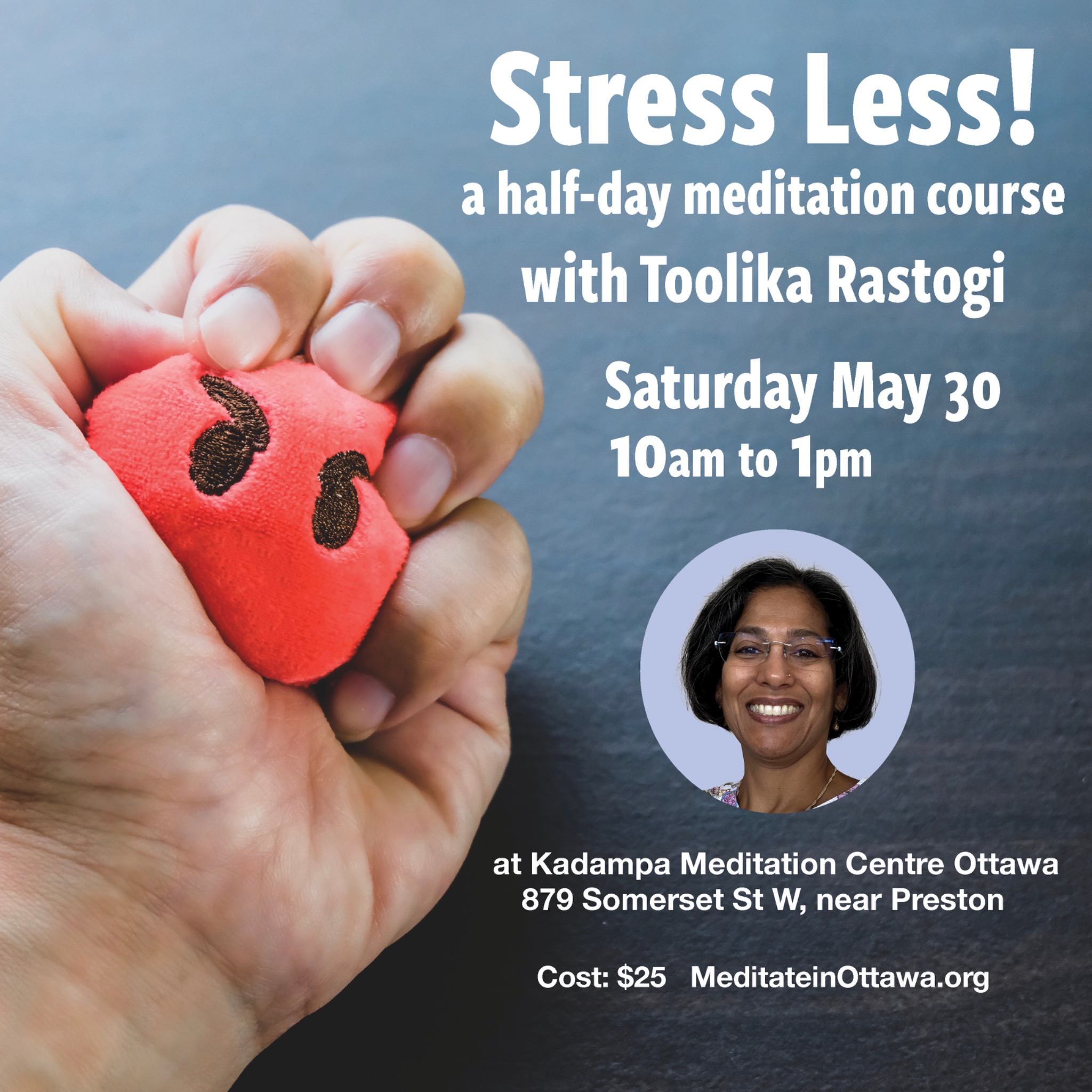 Kadampa Meditation Centre Ottawa Facebook ad: Learn how to stress less, using meditation!