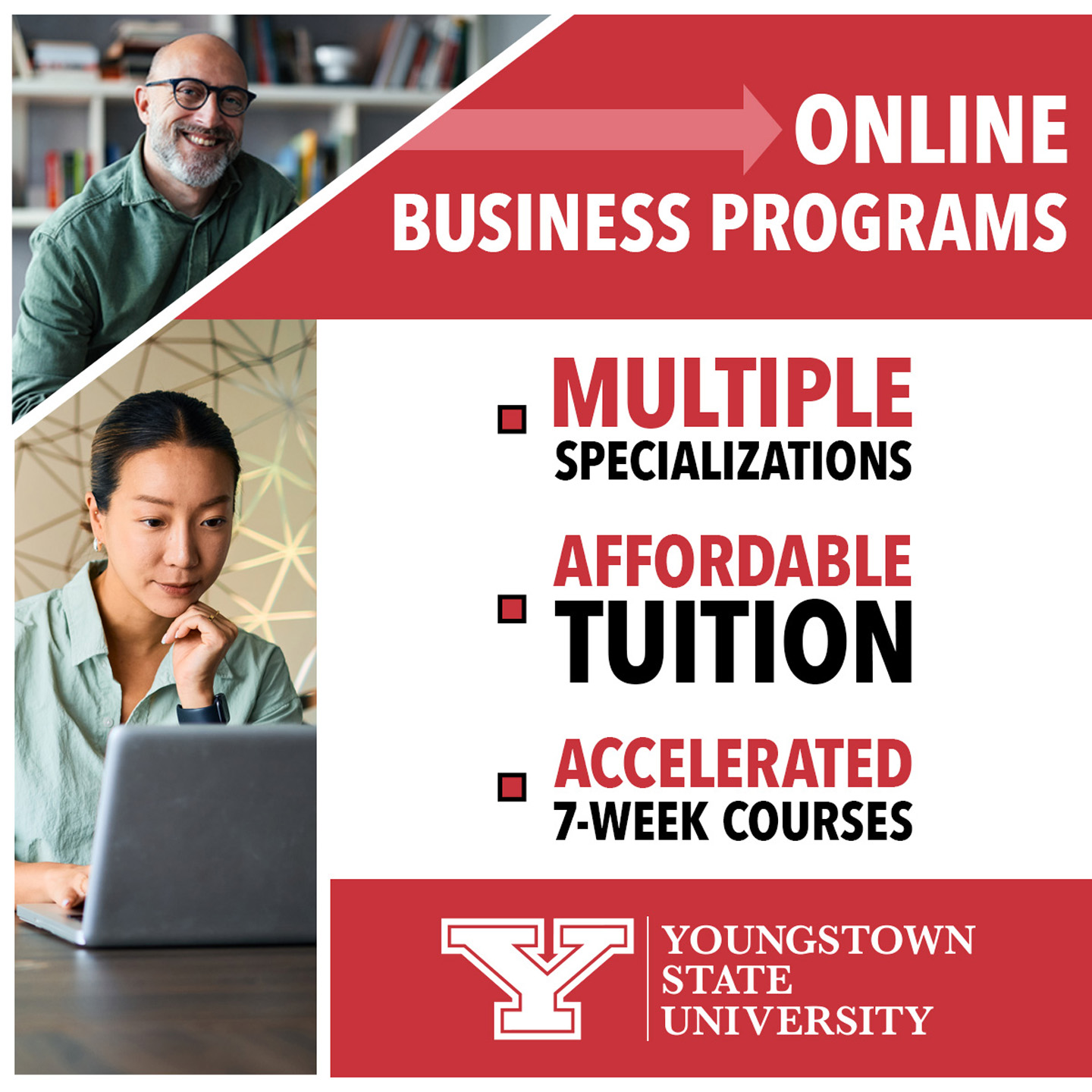 Youngstown State University Facebook ad: Advance Your Career with YSU Online MBA