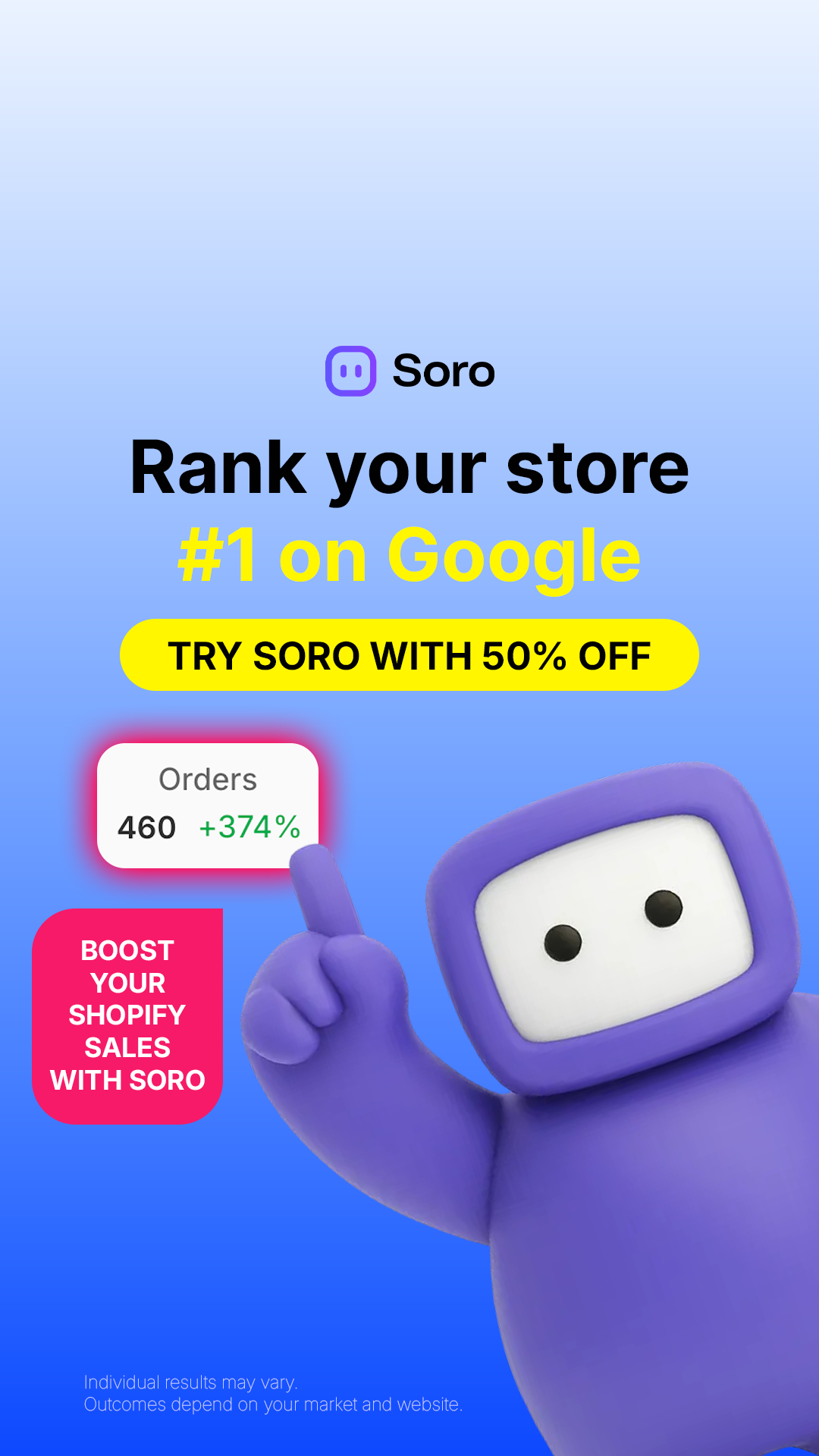 Soro SEO Facebook ad: Rank #1 on Google