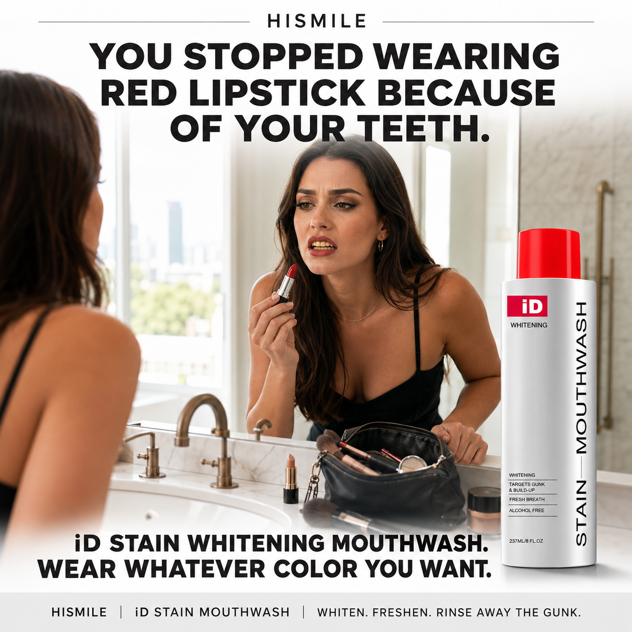 Hismile Facebook ad: Stop hiding your smile!