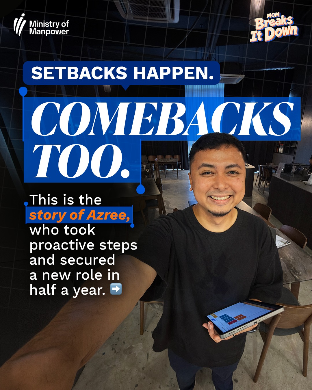 Singapore Ministry of Manpower Facebook ad: Setbacks happen. Comebacks too.