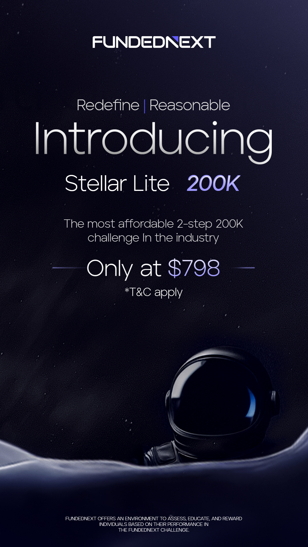 FundedNext Global Facebook ad: Stellar Lite 200k - industry-best plan
