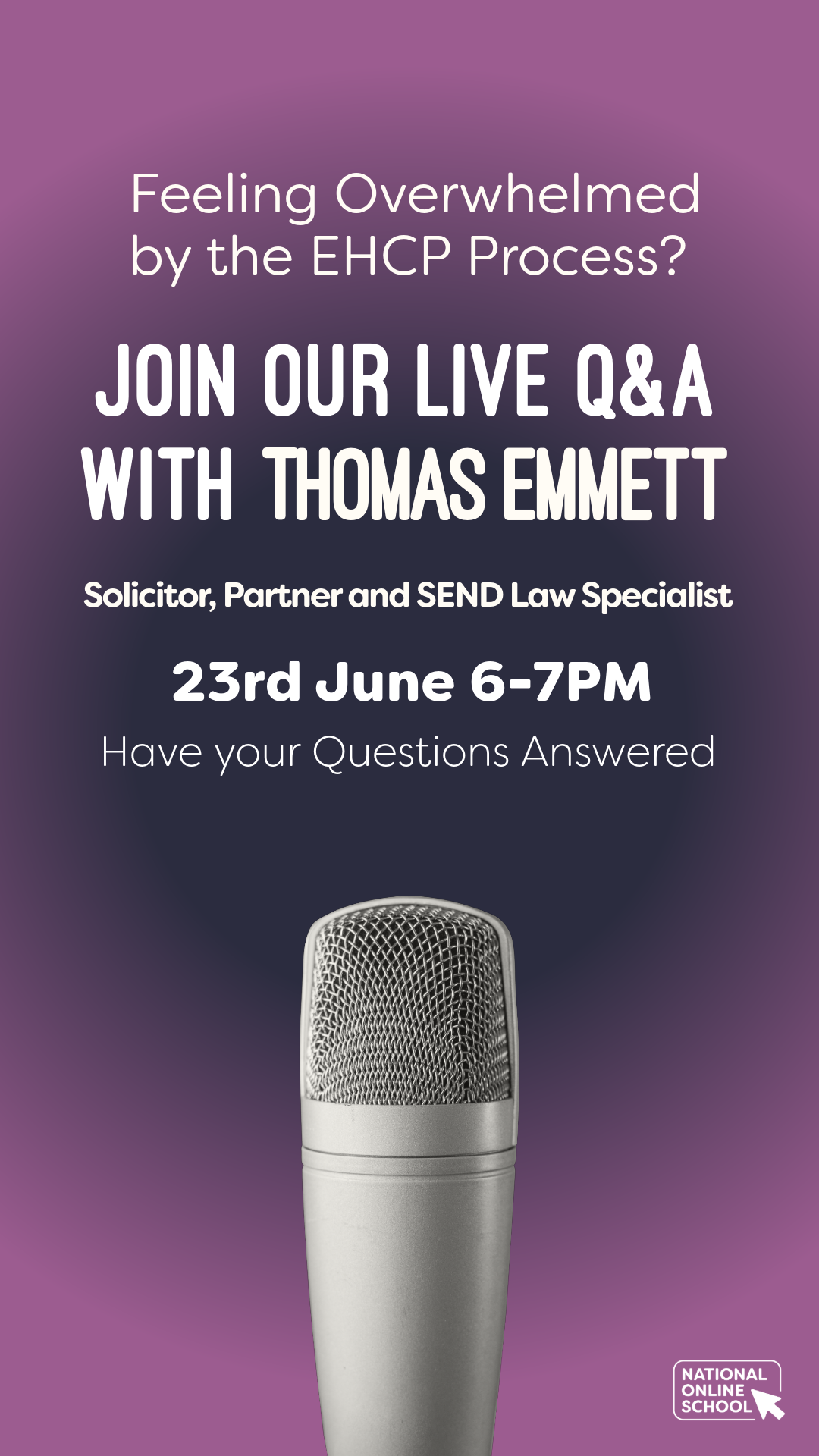National Online School Facebook ad: EHCP Questions? Ask a SEND Law Specialist Live