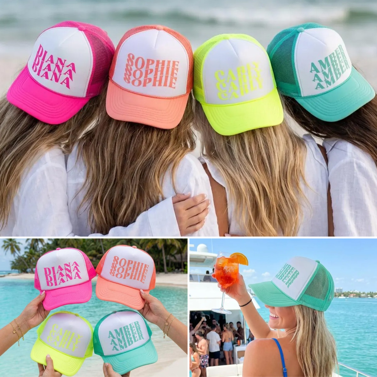 Duckbe Custom Gifts Facebook ad: Personalized Wavy Font Cap, Name Retro Style Trucker Hat…