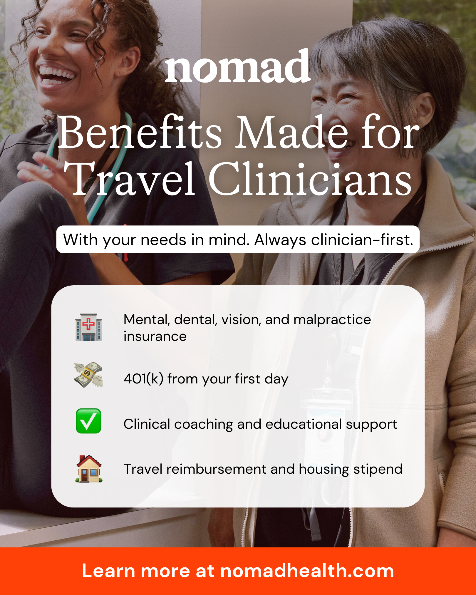 Nomad Health Facebook ad: See Your Full Pay Package Upfront