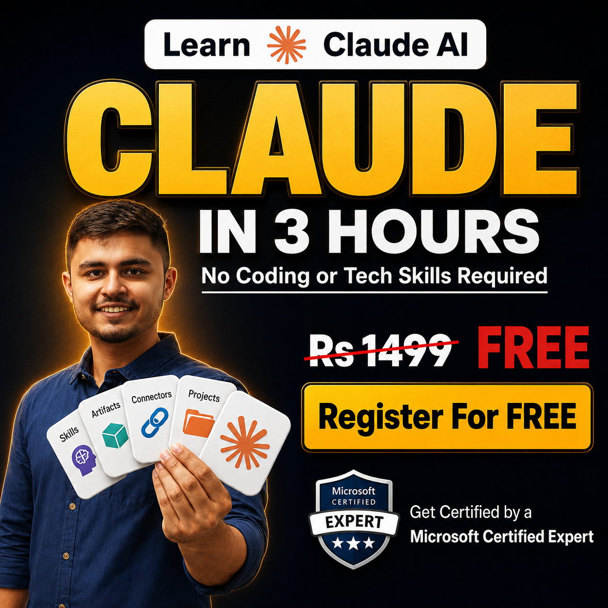 The Claude Club Facebook ad: Free 3-Hour Claude Masterclass, For Job Professionals