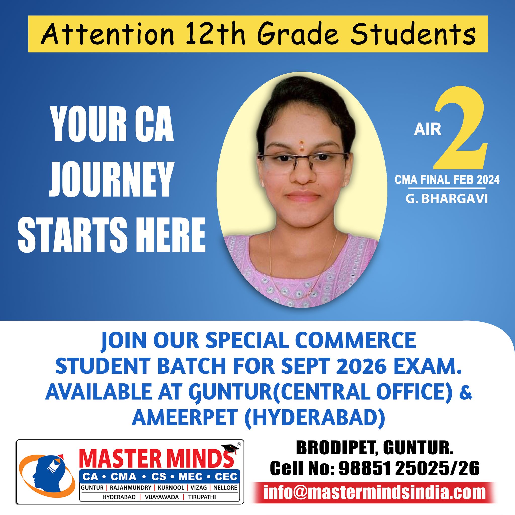MASTERMINDS For CA Facebook ad: CA FOUNDATION REGULAR COACHING CLASSES DETAILS.