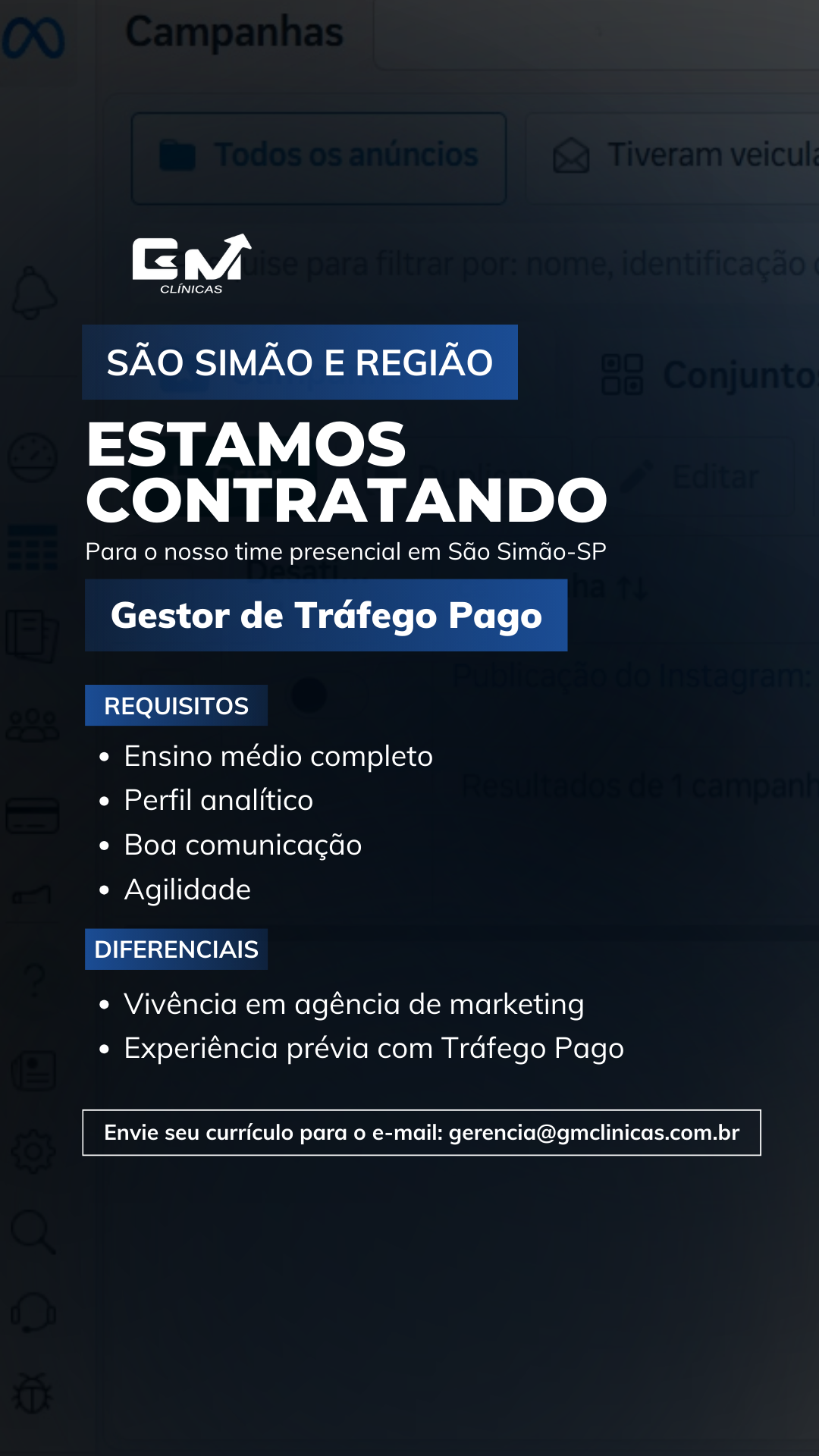 GM Clínicas - Tráfego Pago & Comercial Facebook ad: Preencha o formulário