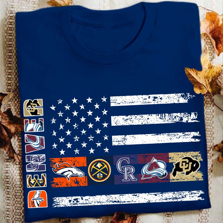 Sport Fans Facebook ad: Denver Sports American Flag Fan T-Shirt