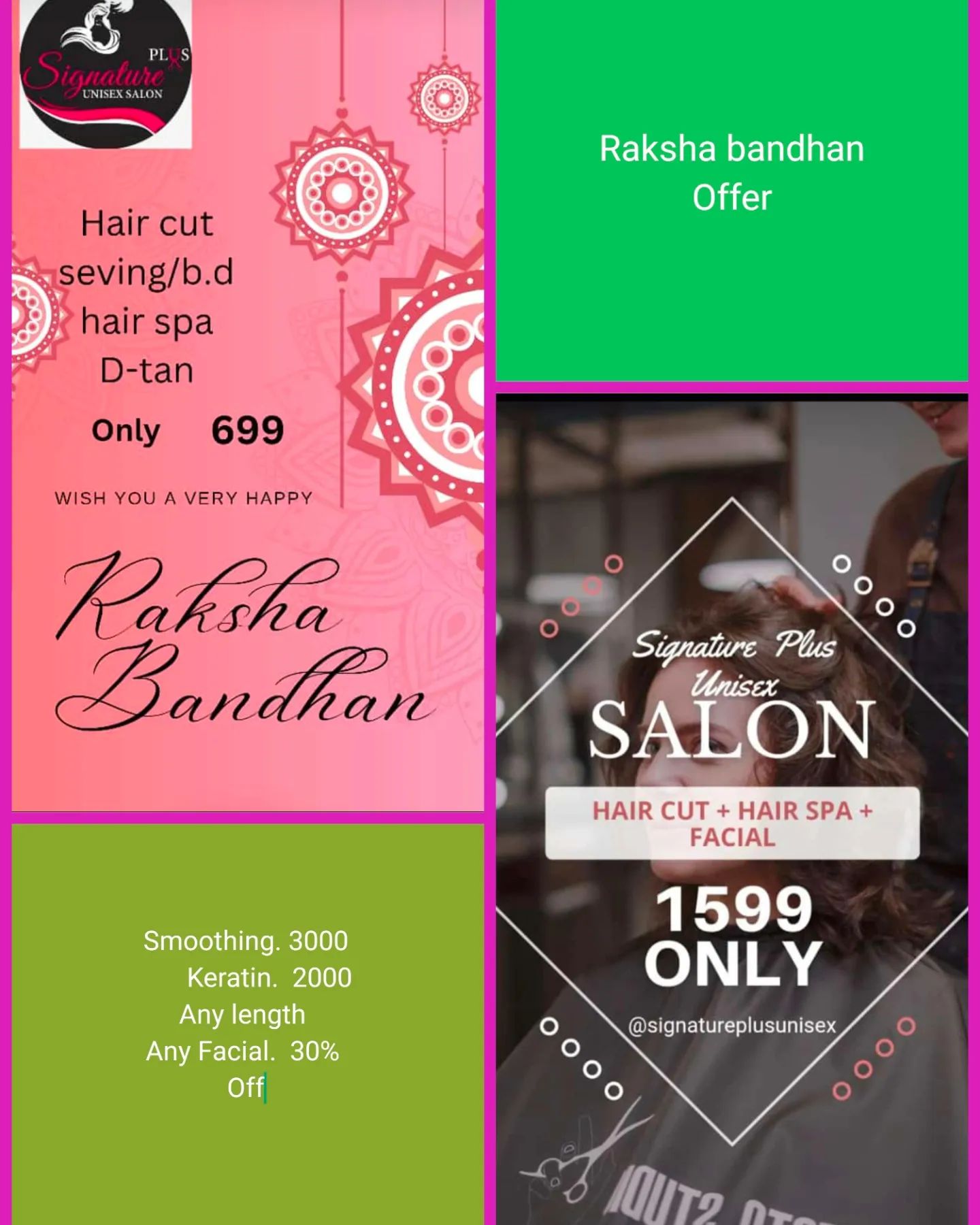 Signature Plus Unisex Salon Facebook ad from Aug 9, 2024