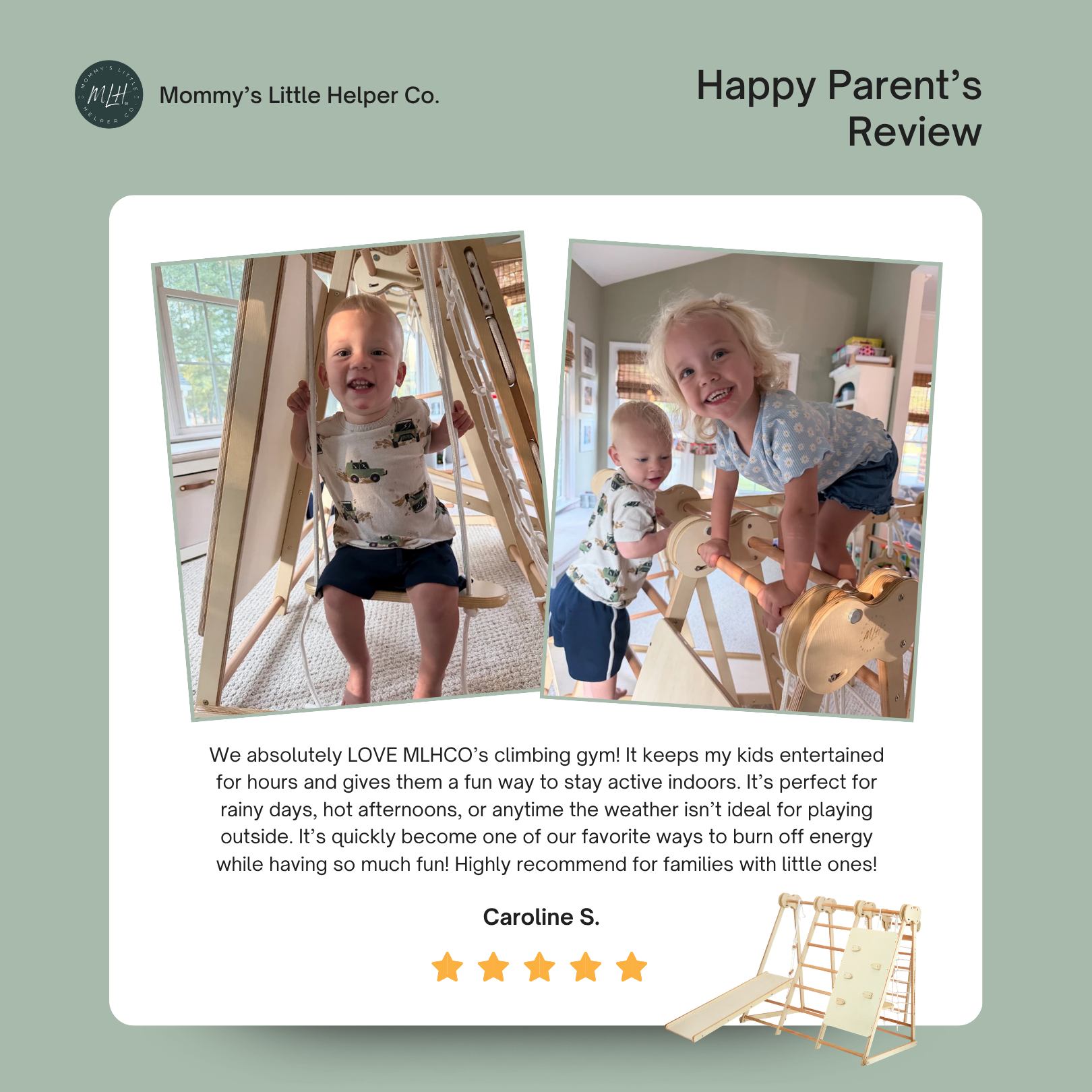 MLH Co. - Mommy's Little Helper Co. Facebook ad: 6-in-1 Climb N' Swing | Foldable Indoor Play Gym | MLH Co.