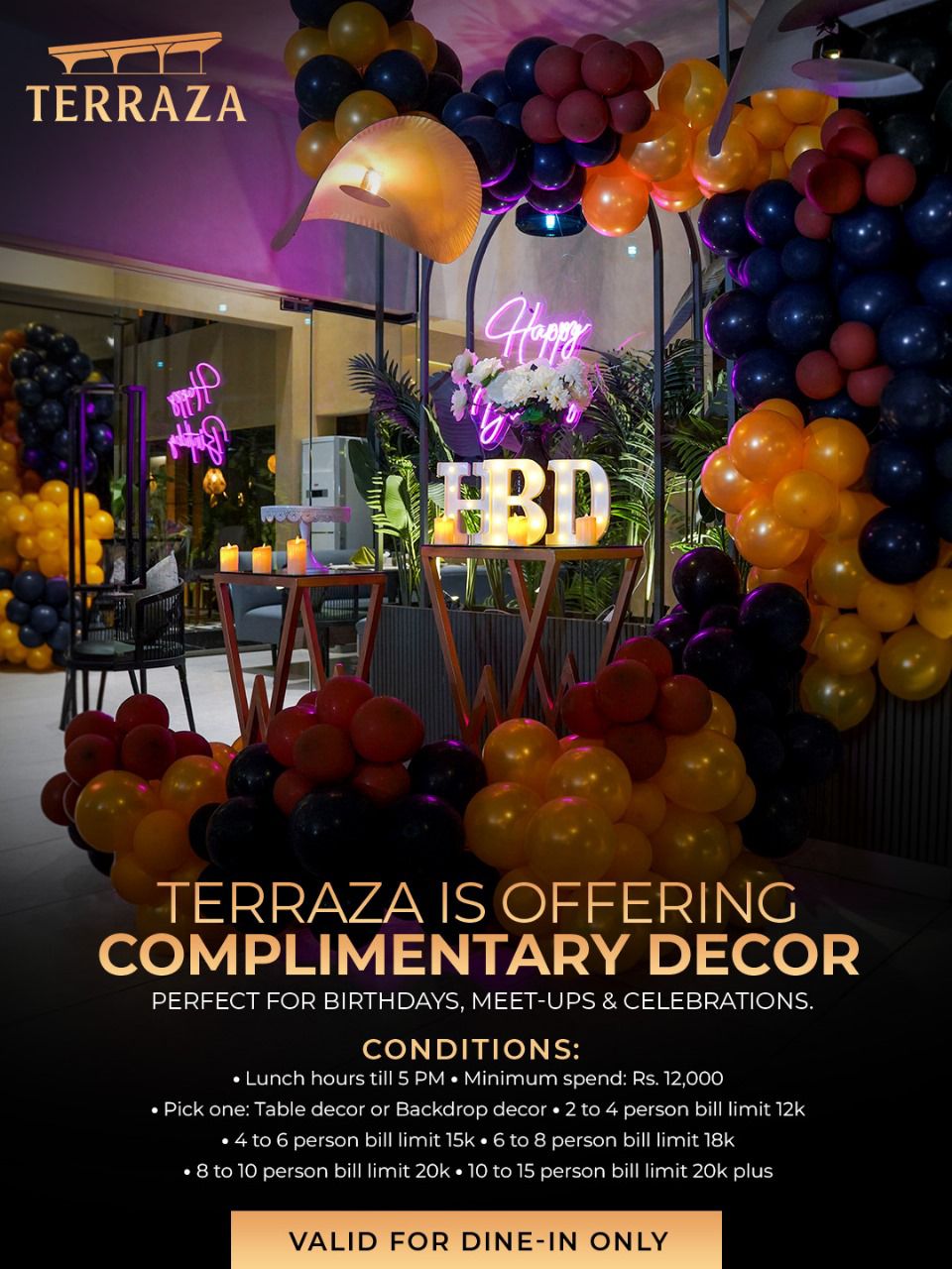 Terraza Facebook ad: Celebrate your Special Events with Us