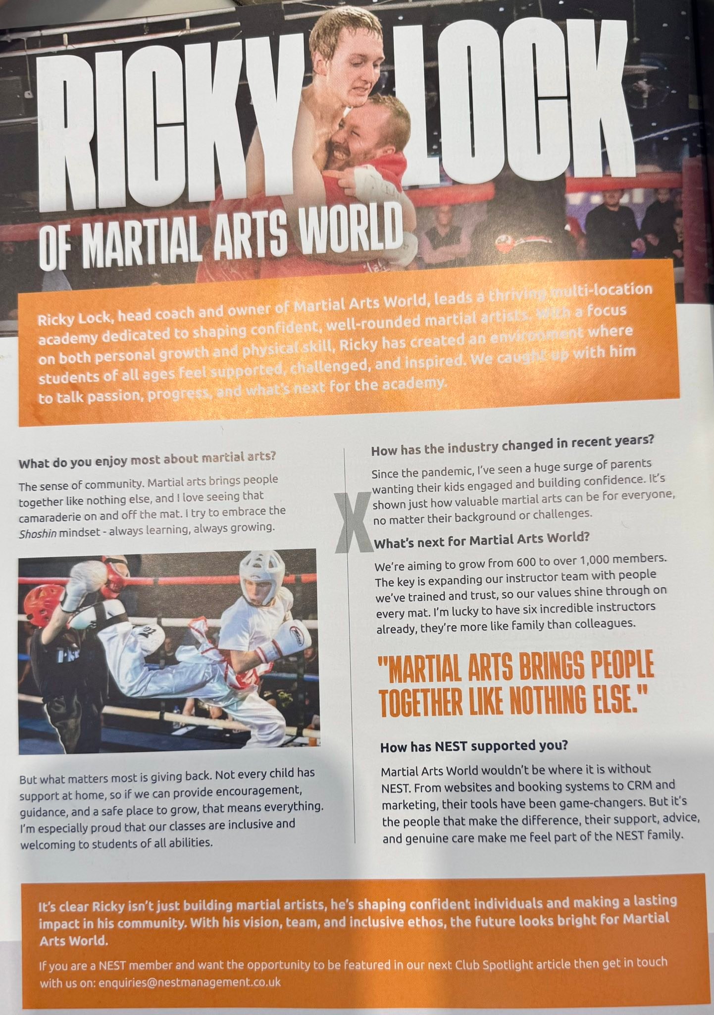 Martial Arts World Facebook ad