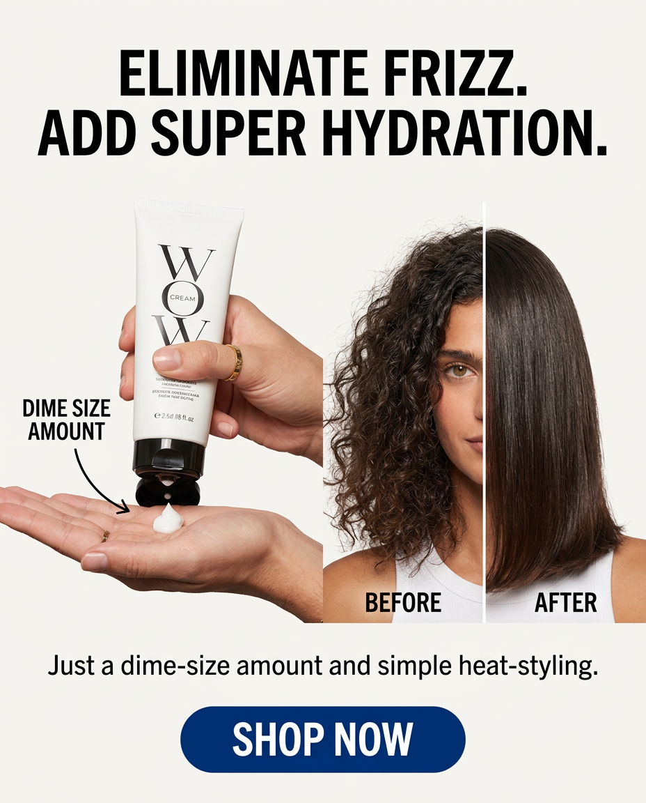 Color Wow Facebook ad: Frizz free in 1 min