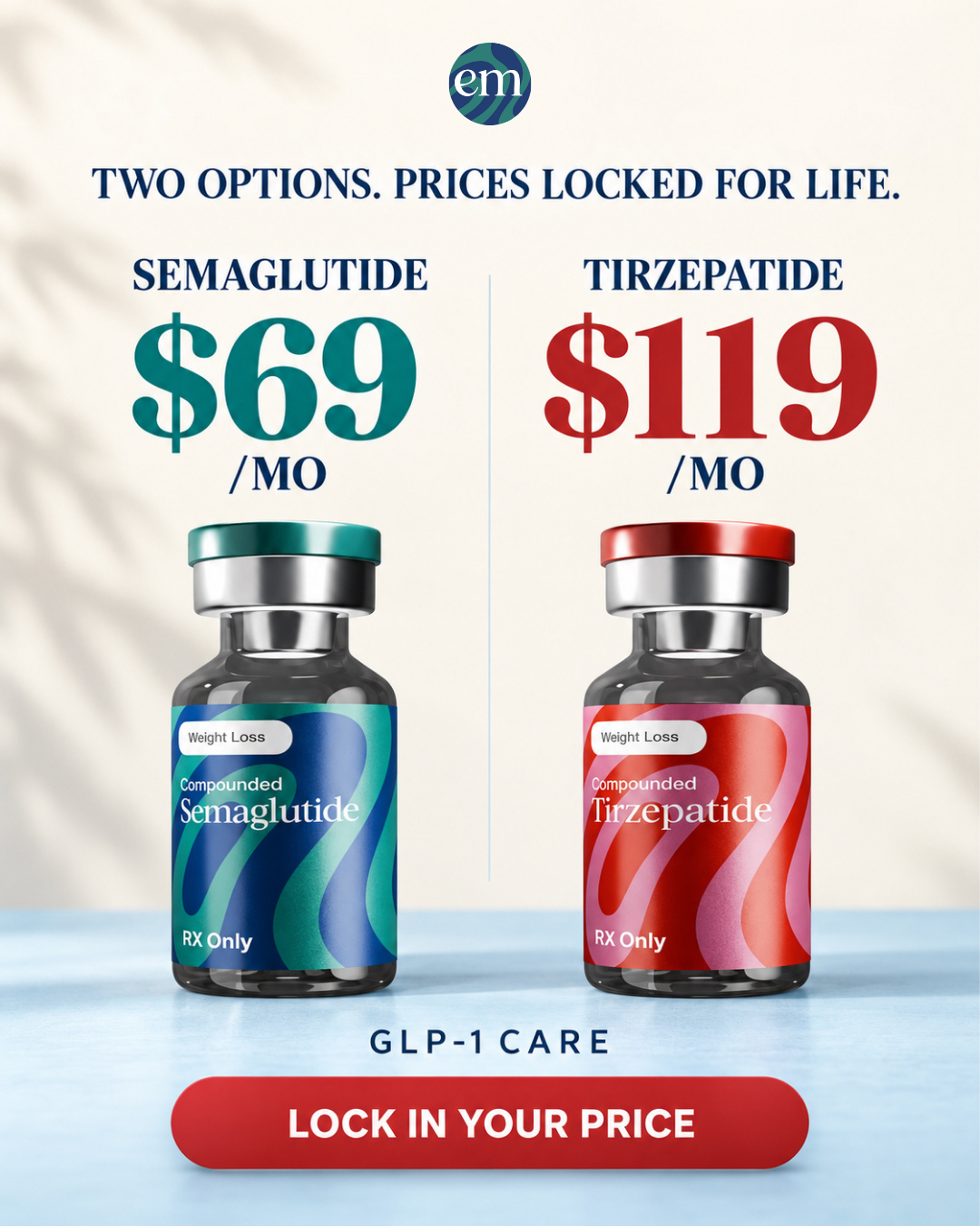 Join Embody Facebook ad: GLP-1 from $69/mo flat.