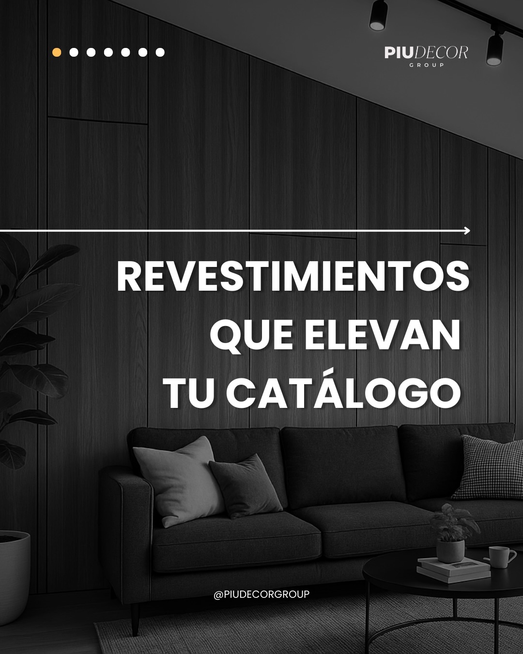 Piu Decor Group Facebook ad: Descubre los revestimientos que elevan tu catálogo.