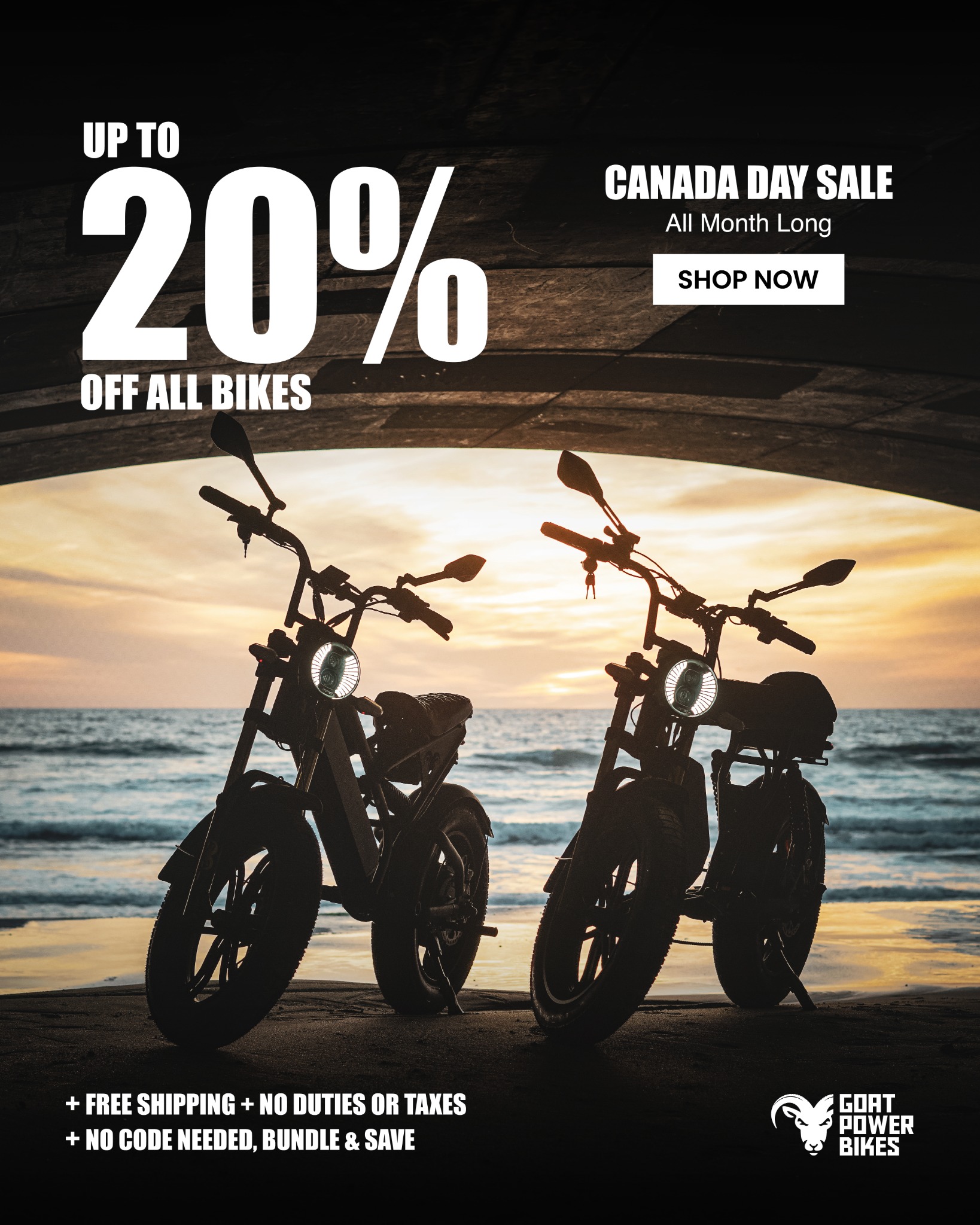 Goat Power Bikes Facebook ad: Celebrate Canada Day All Month Long!