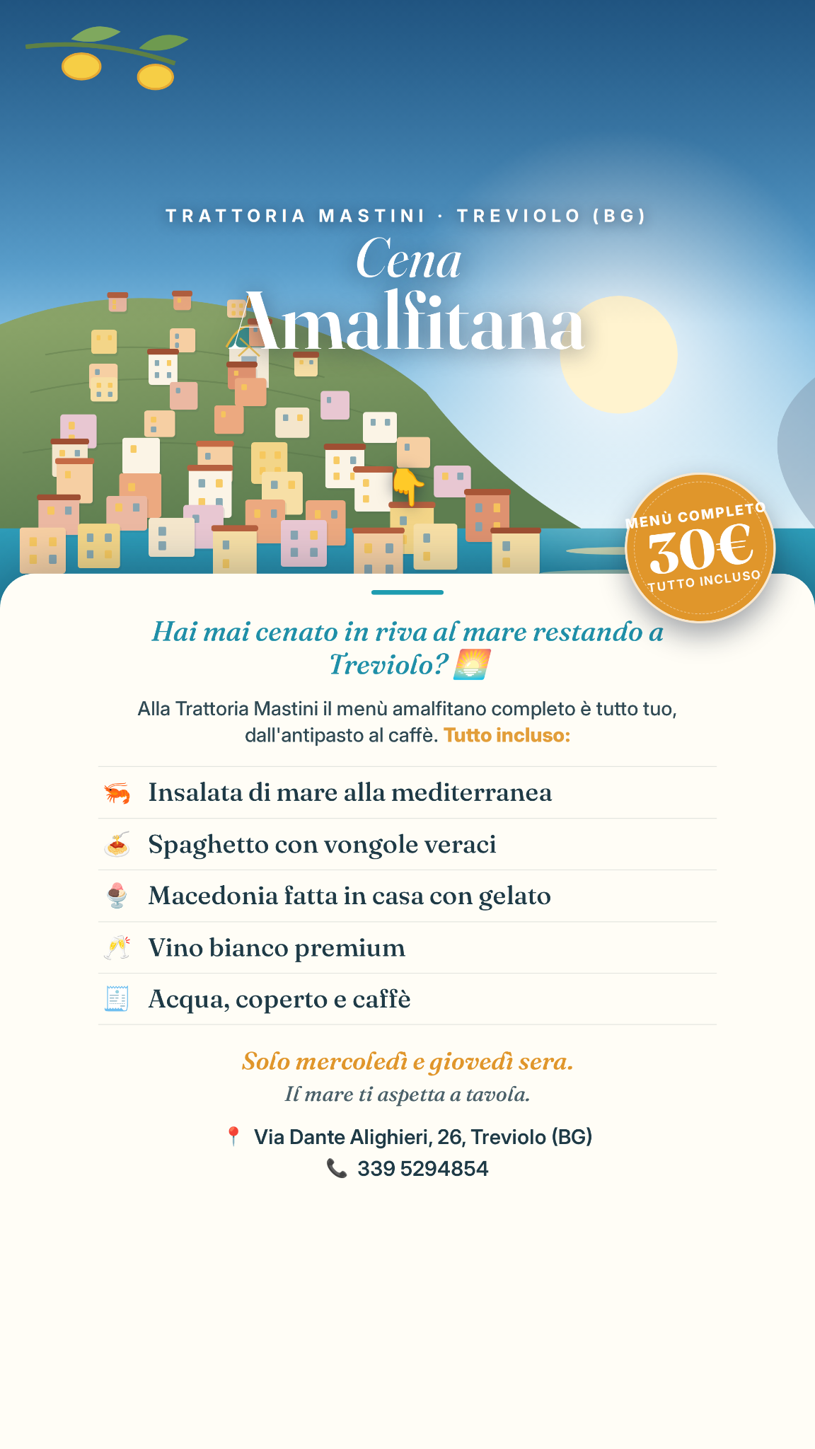 Trattoria Mastini Facebook ad: Menù Amalfitano