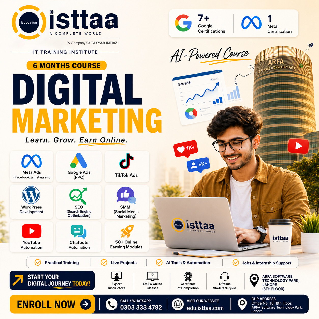 Isttaa Arfa Tower Facebook ad: Become an Ai Powered Digital Marketing Expert
