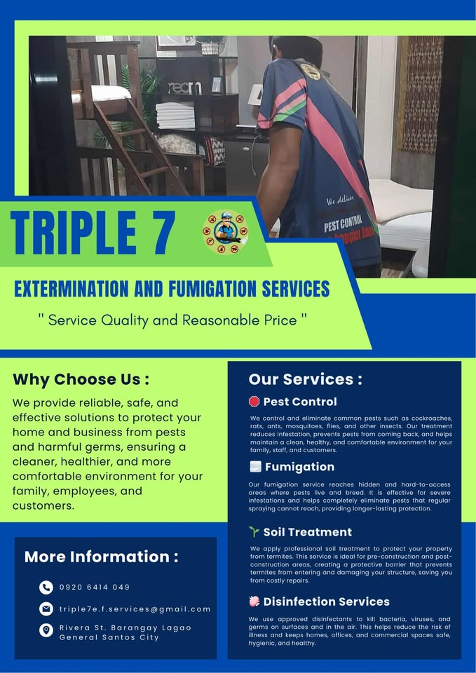 Triple 7 Extermination and Fumigation Services Facebook ad: TRIPLE 7 Extermination and Fumigation Services (PEST…