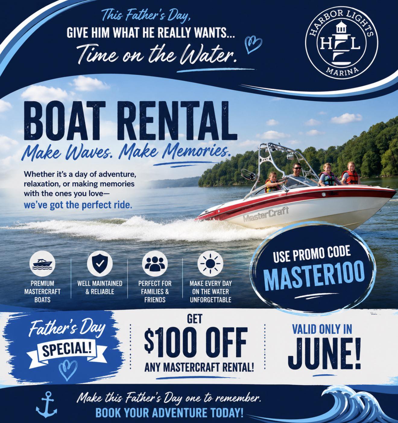 Harbor Lights Marina Facebook ad: GIVE DAD WHAT HE REALLY WANTS THIS FATHER'S…