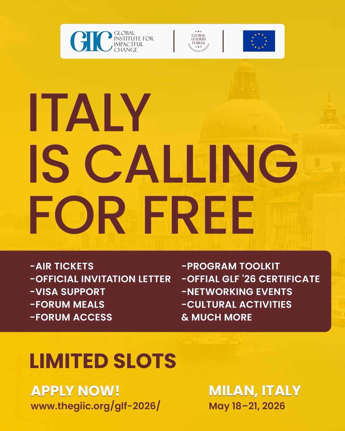 GIIC - Global Institute for Impactful Change Facebook ad: Italy is calling