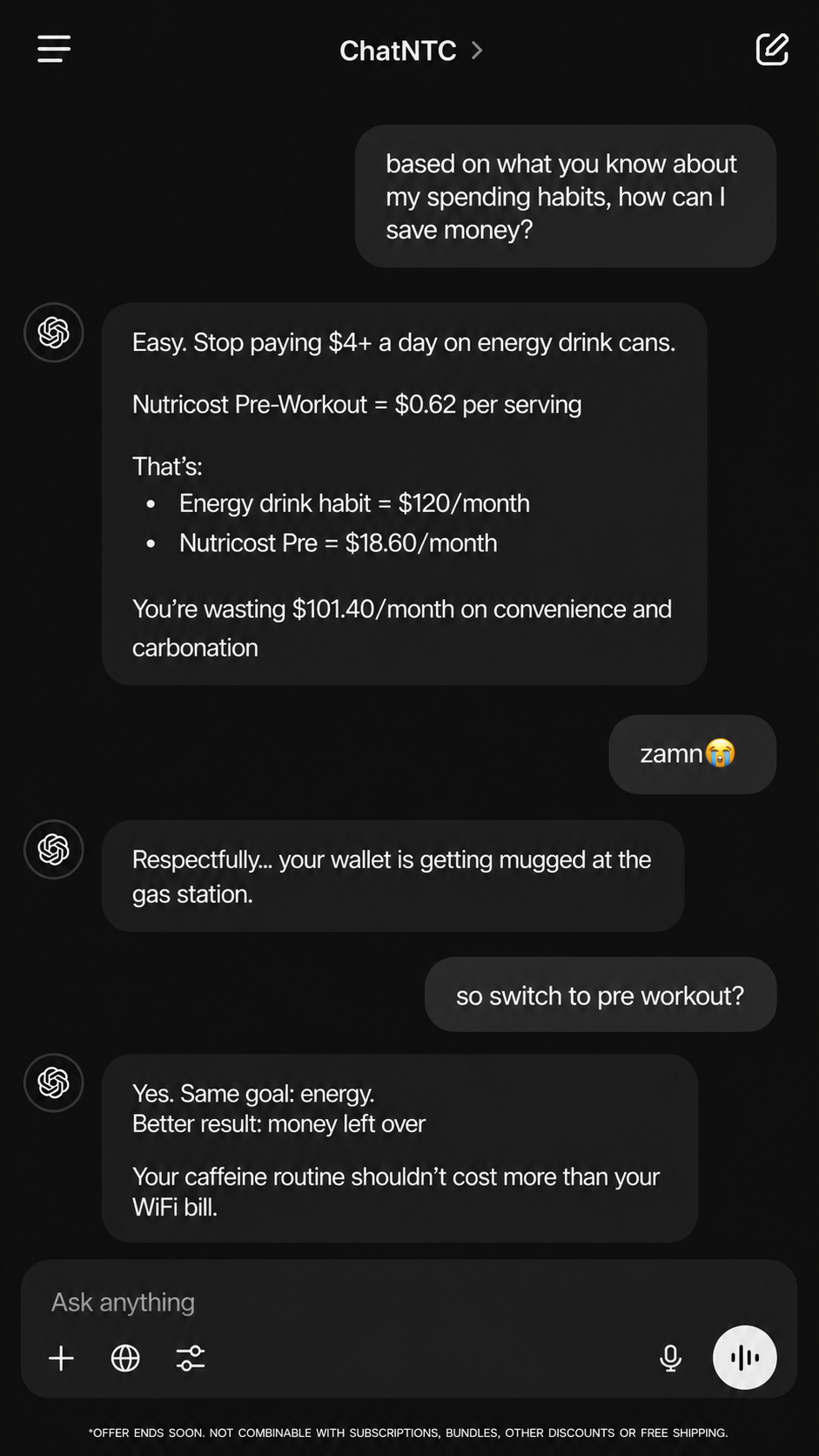 Nutricost Facebook ad